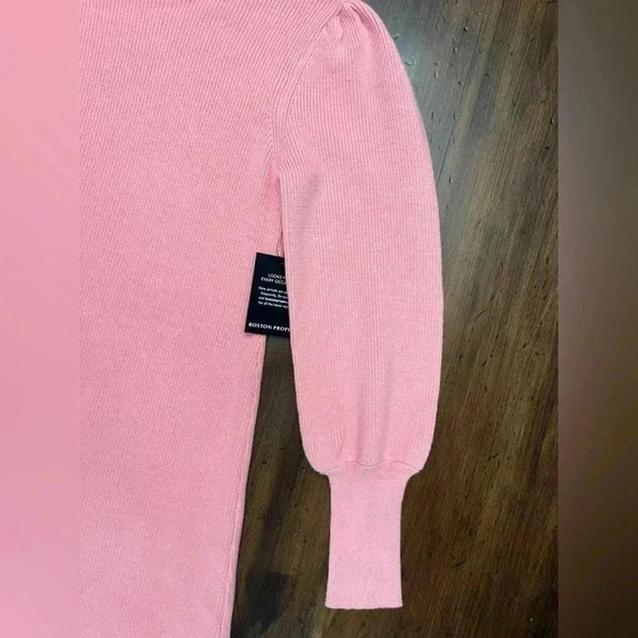 Boston Proper Sweater Dress Size XS Pink Balloon Sleeve Turtleneck Barbie Winter - Picture 12 of 14